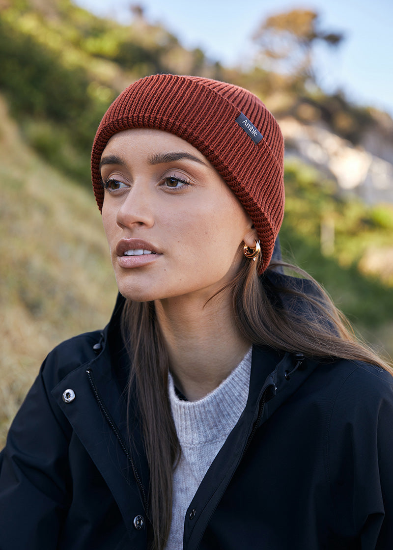 Highlands Beanie - Rust (Side Label)