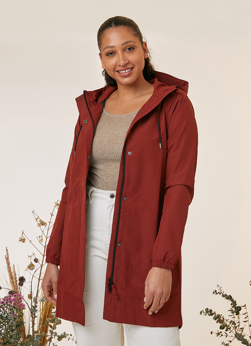 Refuge Long Waterproof Jacket - Terracotta